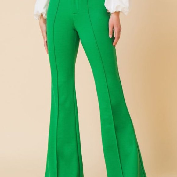 Hight-rise Flare Pants (Green) - Picture 3 of 6